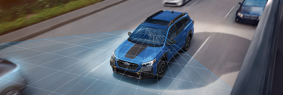 A photo illustration of the EyeSight Driver Assist Technology on the 2023 Outback Wilderness. | Island Subaru in Staten Island NY